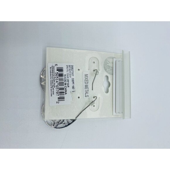 A&I Silvertone Open Work Teardrop Hook Earrings New - Picture 3 of 3